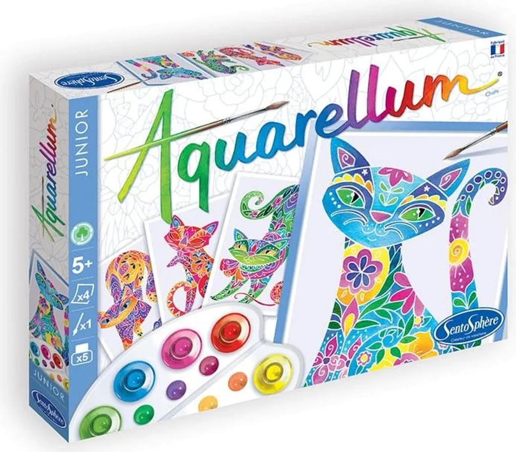 Sentosphere Aquarellum Junior Chats - Kit de Peinture Aquarelle Enfant