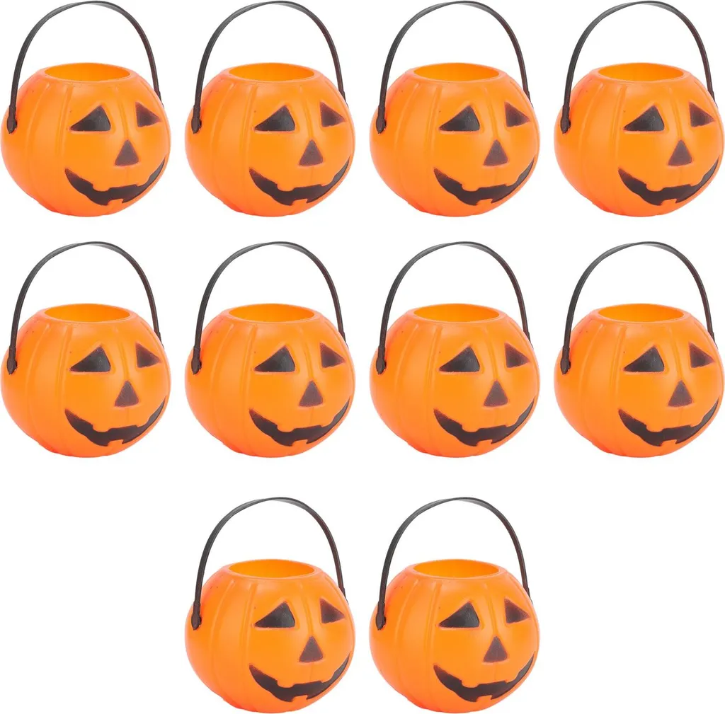 Secchiello Zucca Halloween 10 Pezzi: Porta Caramelle Mini per Bambini