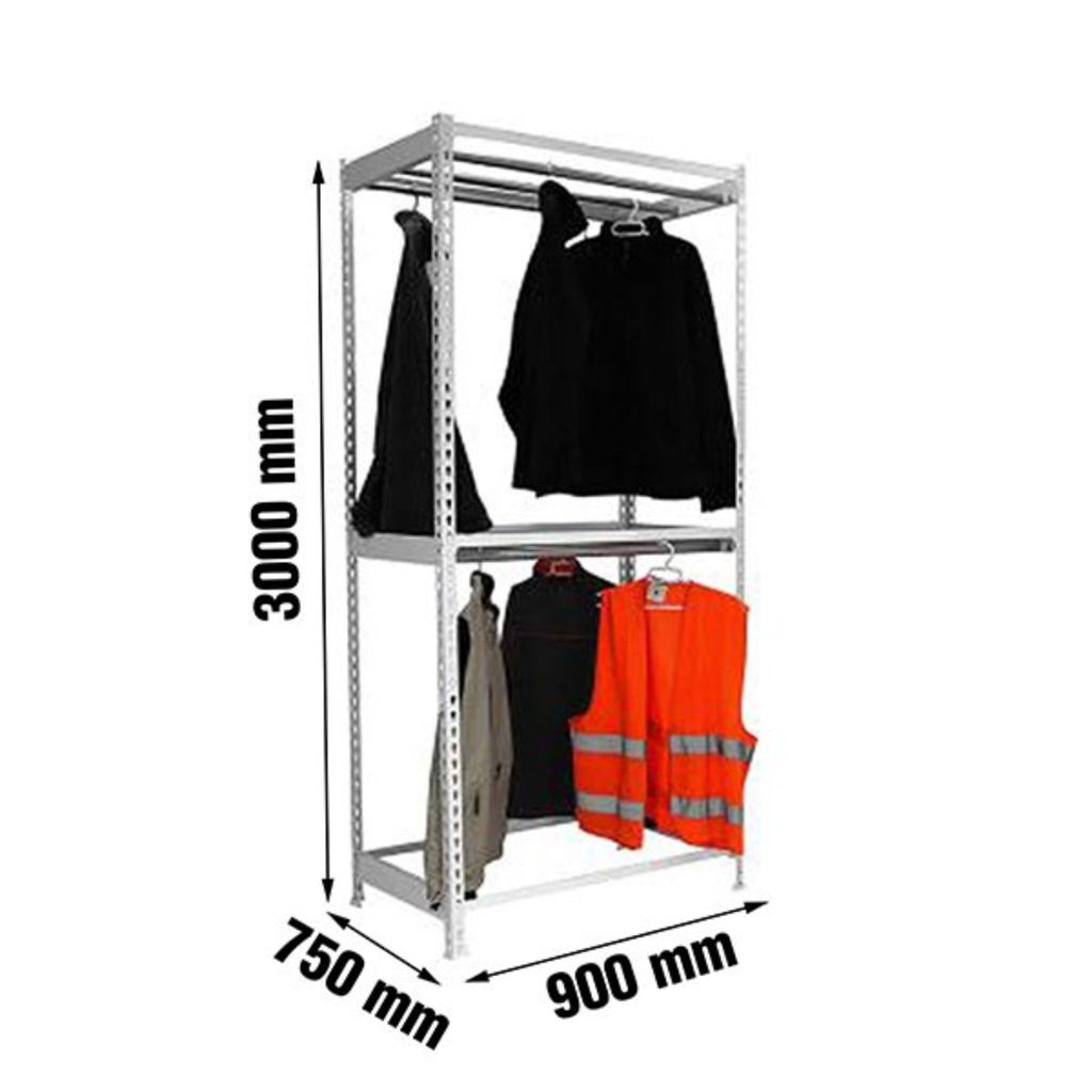 Simonrack Garderobenregal SIMONCLOTHING DOUBLE 8425437092879 grau 90,0 x 75,0 x 300,0 cm