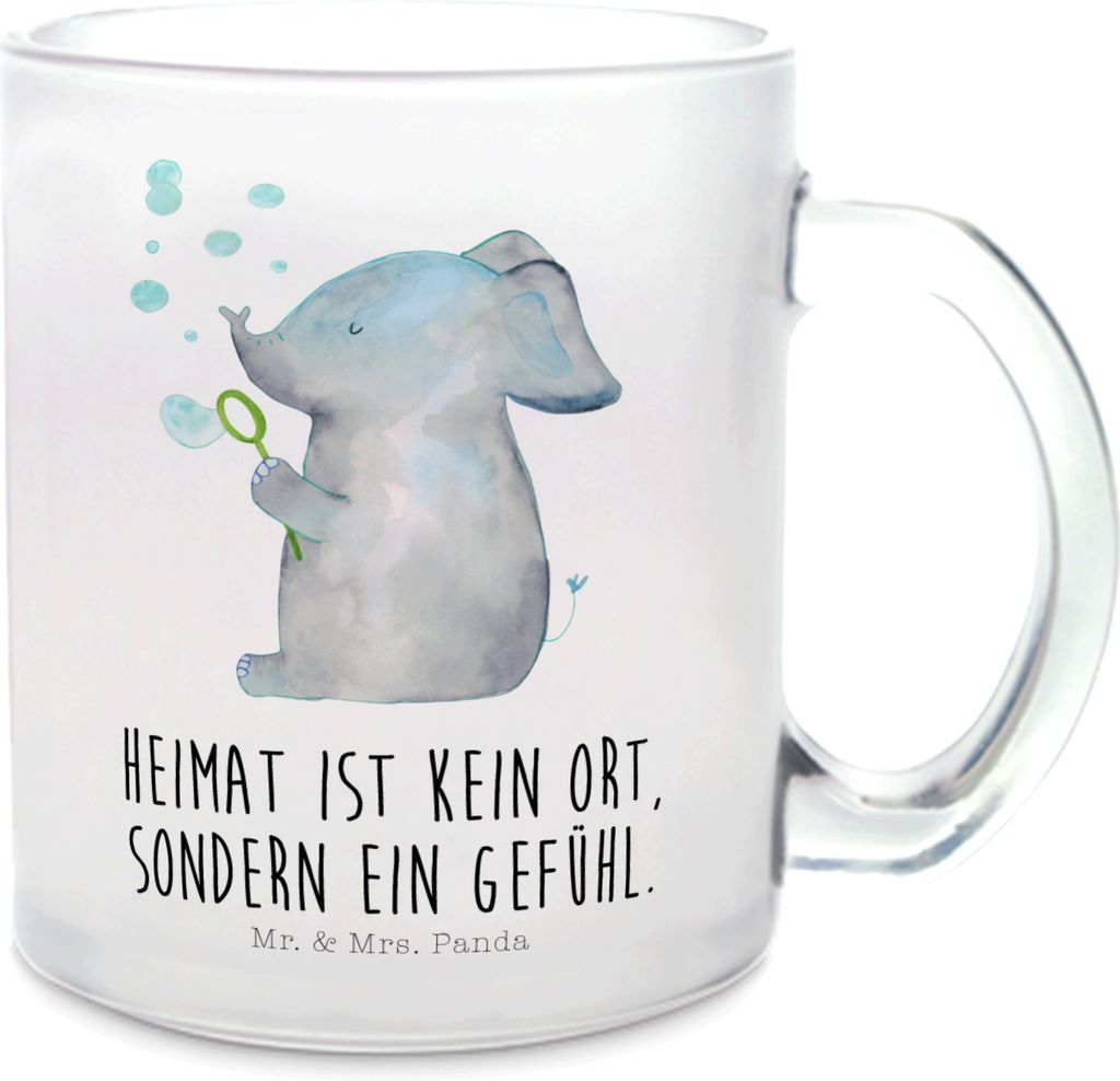 Mr. & Mrs. Panda Tee Tasse Elefant Seifenblasen - Transparent - Geschenk, Lustige Sprüche, Heimat, Liebesspruch, Häferl, Pott, Teeglas, Teetasse,...