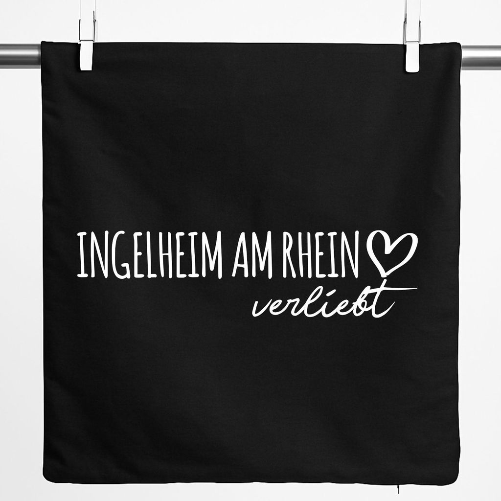 Huuraa Kissenbezug Ingelheim am Rhein verliebt Geschenk 40x40cm Black Baumwolle Ingelheim am Rhein Präsent