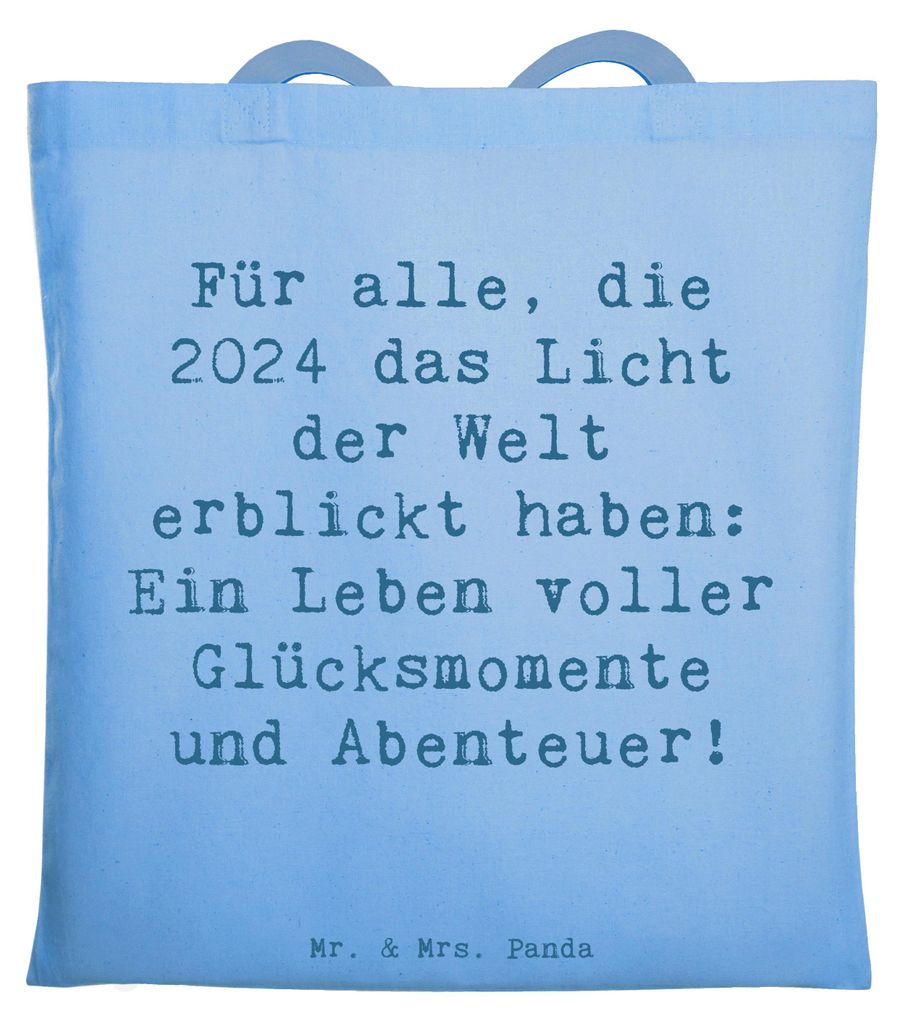 Mr. & Mrs. Panda Einkaufstasche Spruch 2024 Geburtstag Glücksmomente - Sky Blue - Geschenk, Tasche, Geburtstagsgeschenk, Schultasche, Freude, Tote...