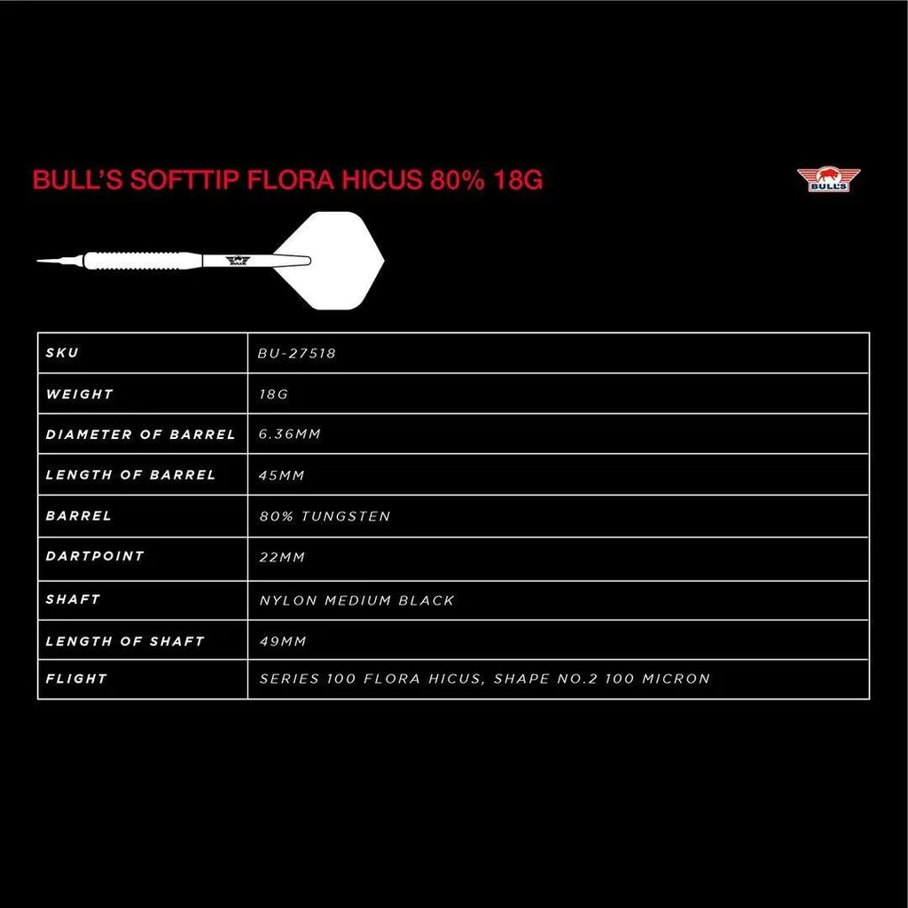 Fléchettes de compétition Bull's Flora Hicus Softtip 18g - 3