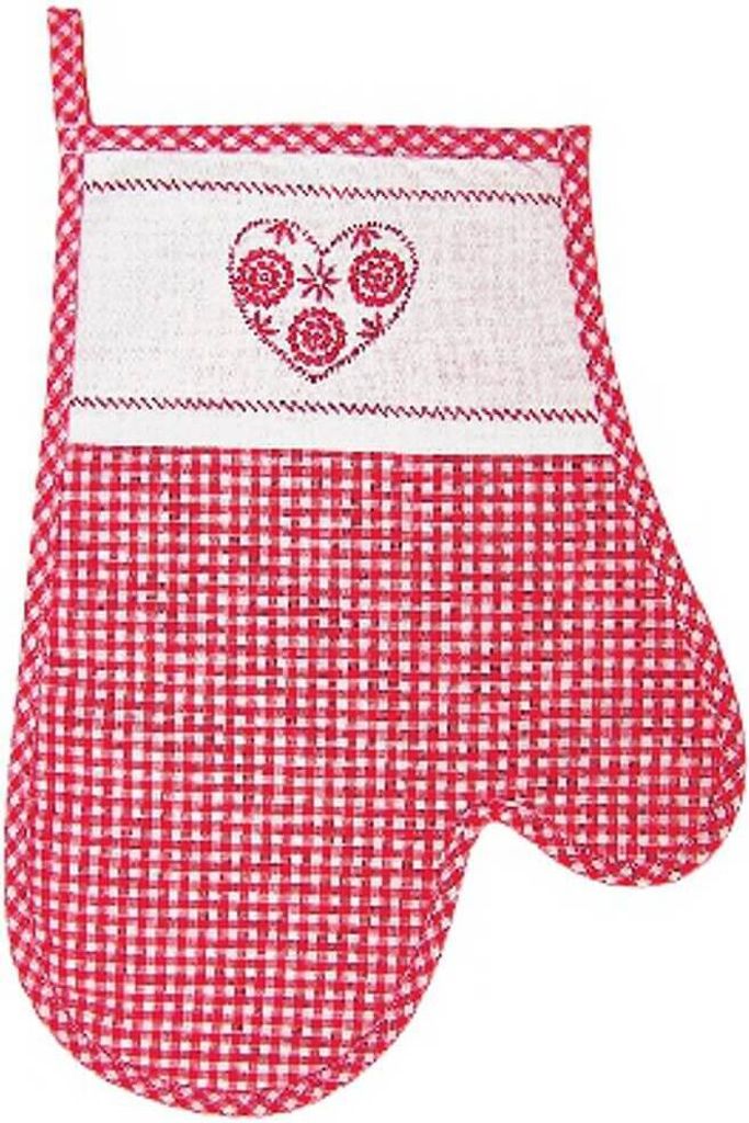 Topfhandschuh Landhaus rot weiß 18x28 cm