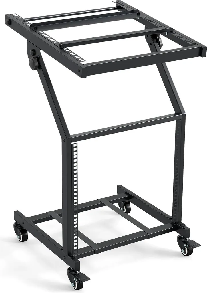 Aménagez votre studio avec ce rack audio réglable 2 niveaux sur roulettes