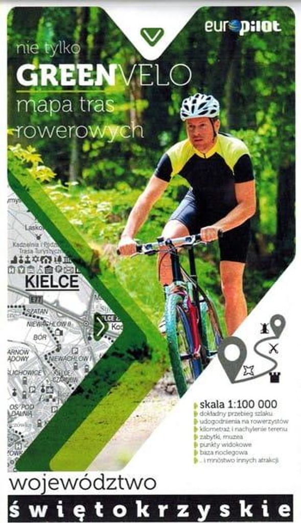 Woiwodschaft Heiligkreuz. Touristische Karte der Radwege. Nicht nur Green Velo. Euro Pilot