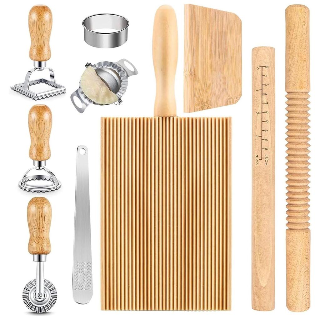 Teigwerkzeug Set 10-teilig Nudelholz Gnocchi Brett Produktbild 