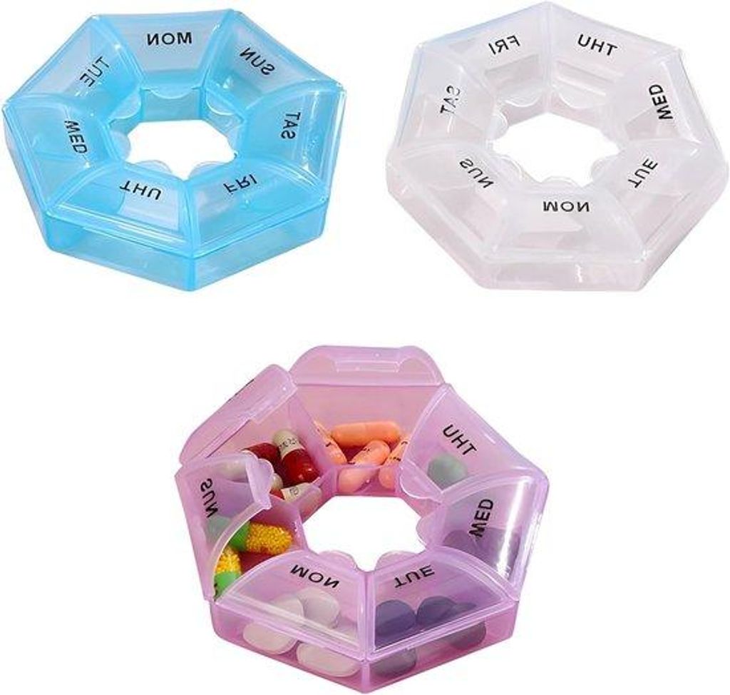 Multifunctionele pillendoos voor 7 dagen, met 3 stuks, Productafbeelding 