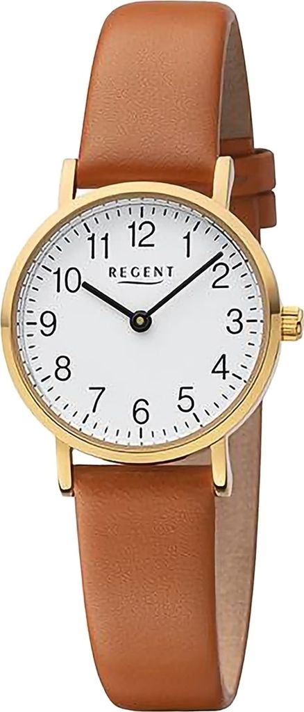 Regent Leder Damen Uhr Armbanduhr Quarz hellbraun Lederarmband D2URF1304