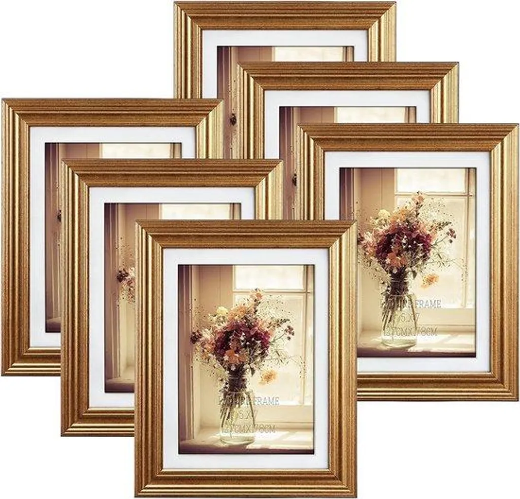 Lot de 6 baguettes dorées pour photos 13x18 et 15x20 cm style chic
