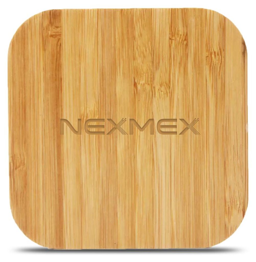 NEXMEX Kabellos Ladegerät Smartphone Ladematte Wireless Bambus 15W Ladestation