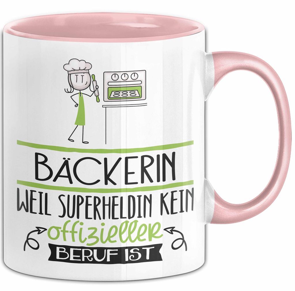 Bäckerin Geschenk Tasse Lustiger Spruch Bäckerin Weil Superheldin Kein Offizieller Beruf Ist Geschenkidee (Rosa)
