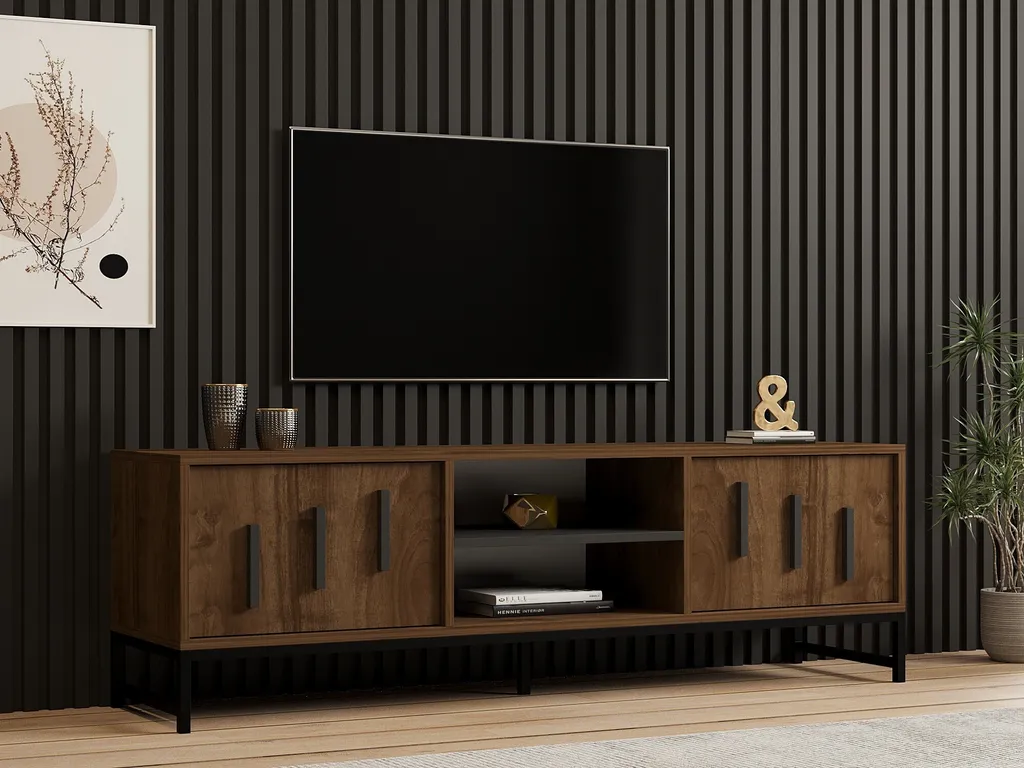 Meuble TV Skye Decor Shape en Noyer Massif - 160 x 50 x 40 cm Chic