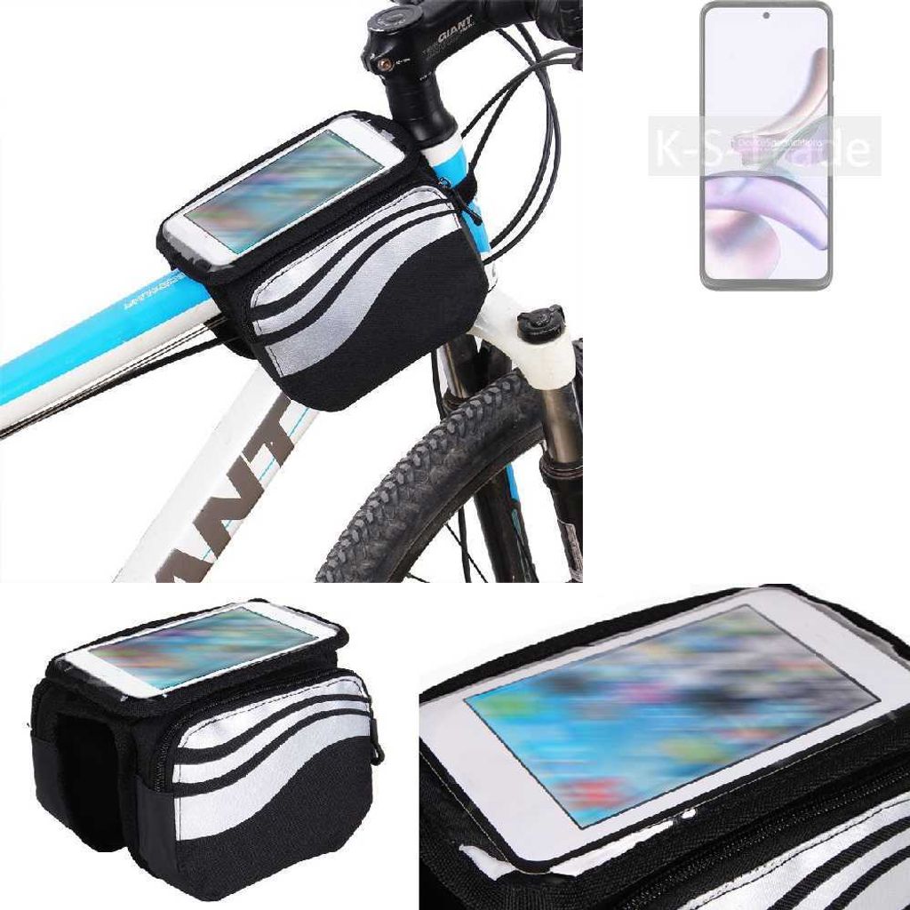 K-S-Trade Rahmentasche Fahrrad-Halterung kompatibel mit Motorola Moto G13 Rahmenhalterung Fahrrad Handyhalterung Fahrradtasche Handy Smartphone