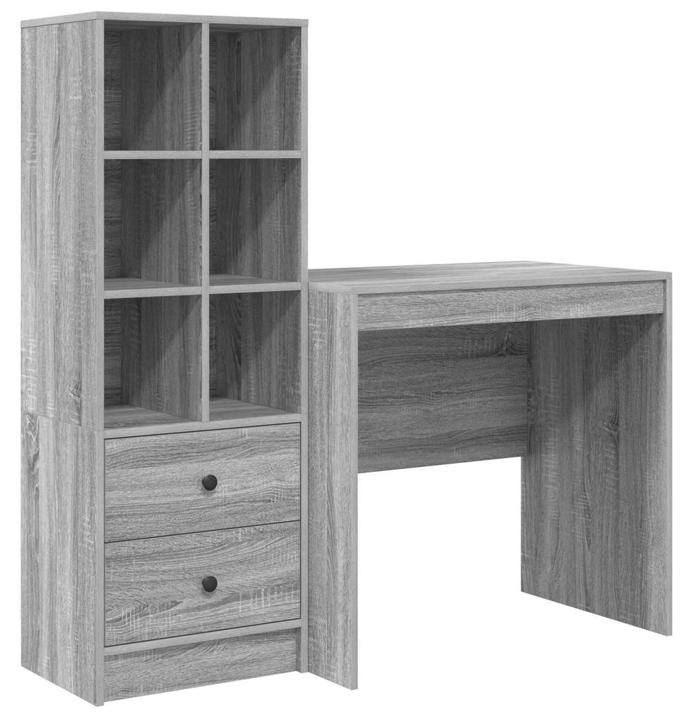 Schreibtisch mit Schubladen mit Regal 2 pcs Graues Sonoma