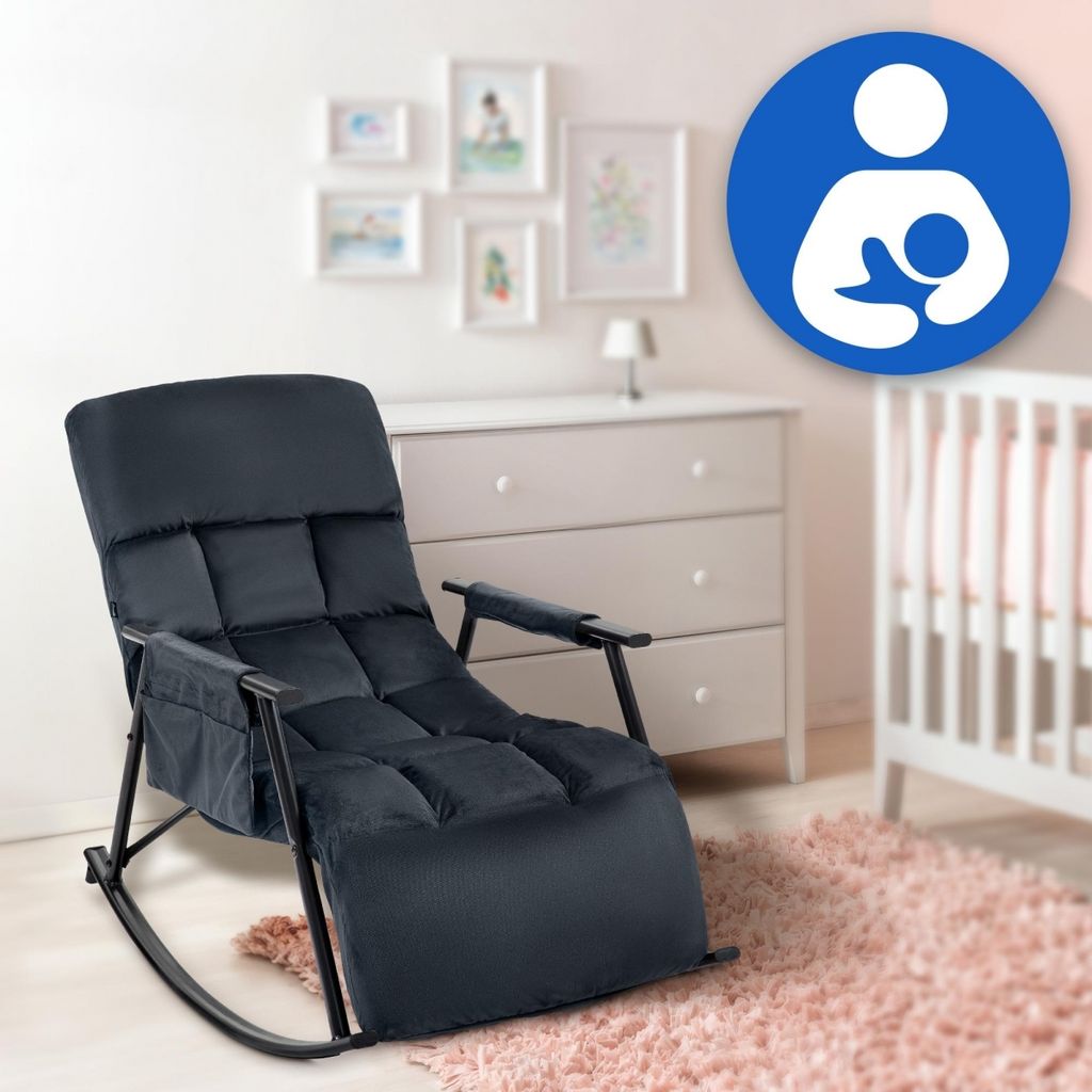 Fauteuil à bascule CLP Cathy rembourré, structure en métal Image du produit 