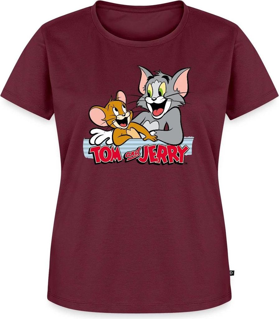 Spreadshirt Tom Und Jerry Fröhliche Freunde Frauen Premium T-Shirt, 5XL, Burgunderrot