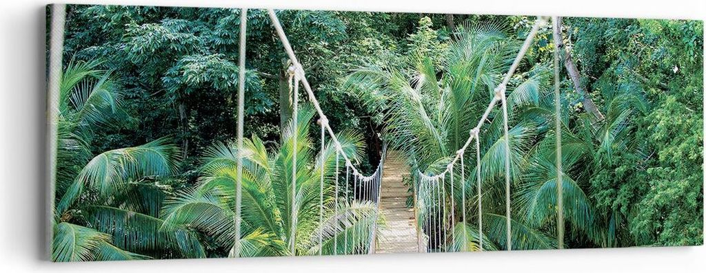 Bild auf Leinwand - Leinwandbild - Einteilig - Tropen Dschungel Brücke - 90x30cm - Wand Bild - Wanddeko - Wandbilder - Leinwanddruck - Bilder - Wa...
