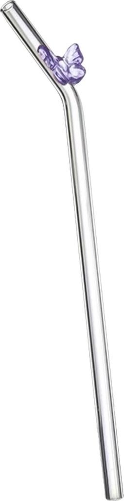 Wiederverwendbarer Glas-Strohhalm, buntes Schmetterlings-Design, hitzebeständiger transparenter Borosilikat-Strohhalm