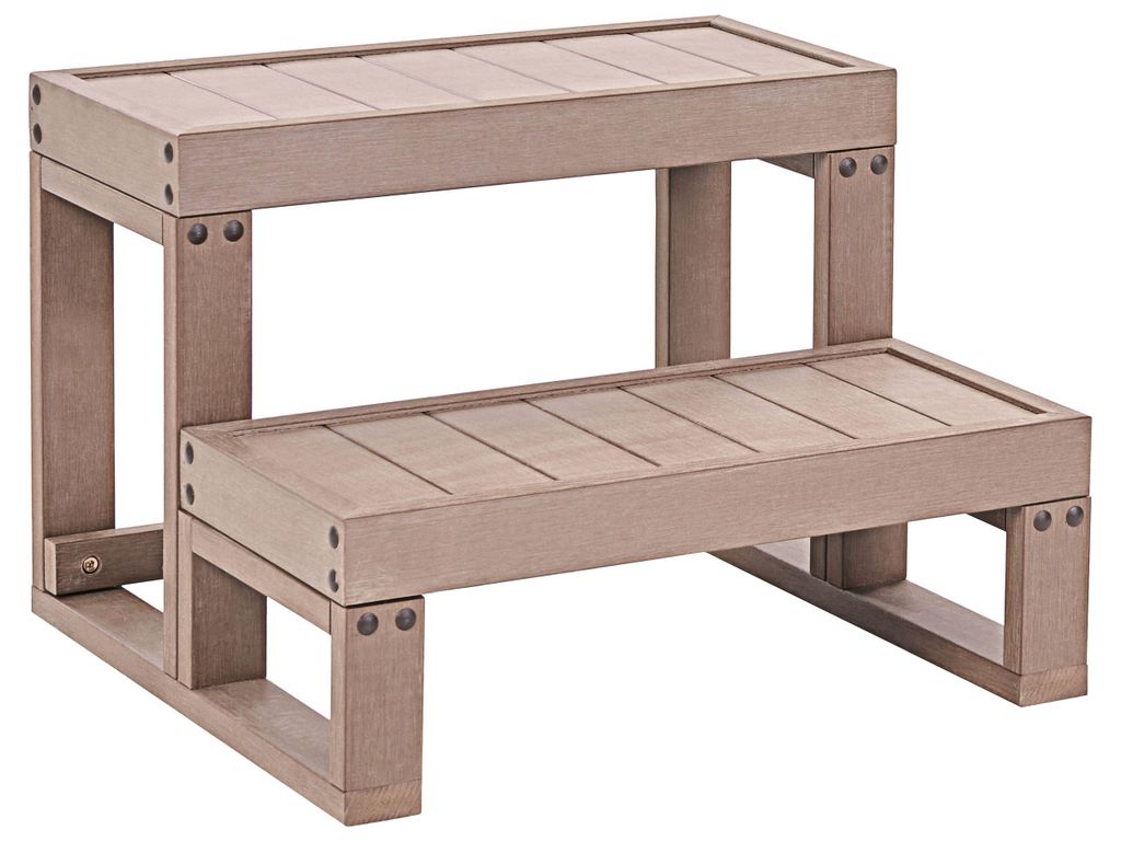 BELIANI Whirlpool Outdoor Treppe Braun Kunststoff mit 2 Stufen Kufengestell Freistehend Modernes Design Einstiegstreppe Einstiegshilfe für Jacuzzi...