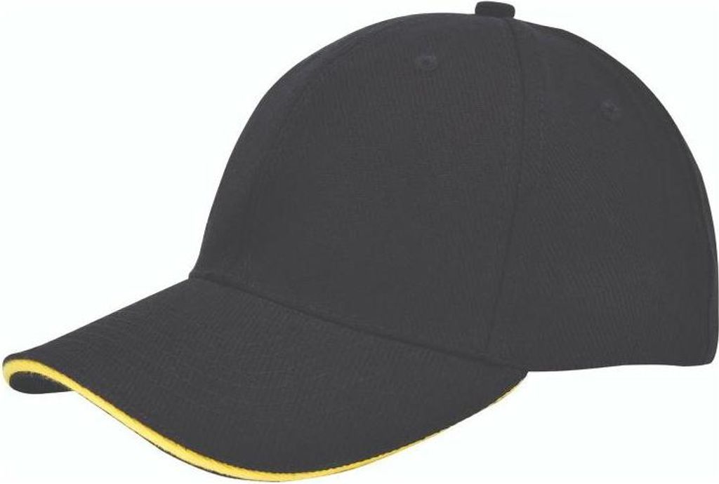 Benza Luxus Sandwich-Baseballkappe aus Canvas – schwarz und gelb