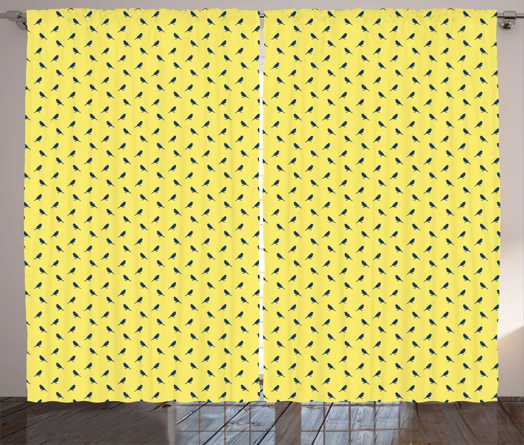Rideau Oiseau Jaune 280x225 cm Anti-Plis pour une Déco Zen sans Effort