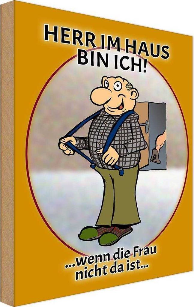 vianmo Holzschild 18x12 cm Herr im Haus wenn Frau nicht da Spruch Zitat