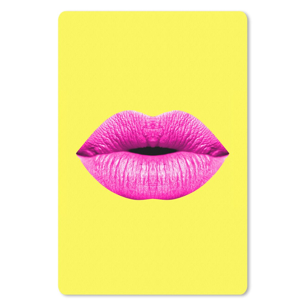 MuchoWow Mauspad Mousepad Lippen - Rosa - Gelb 18x27 cm - Mousepads - Maus Mat - Pad - Mausunterlage