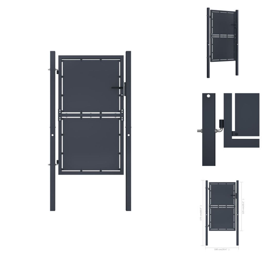 vidaXL Gartentor Stahl 100×125 cm Anthrazit - Gartentore