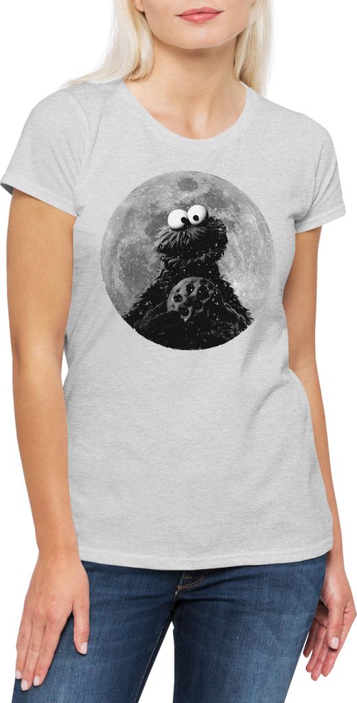 Urban Backwoods Cookie Moon, Damen T-Shirt, Farbe: Hellgrau, Größe: 2XL