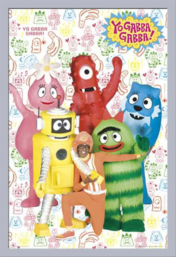 Poster Ufficiale Yo Gabba Gabba + Cornice Shinsuke Argento MDF 61x91