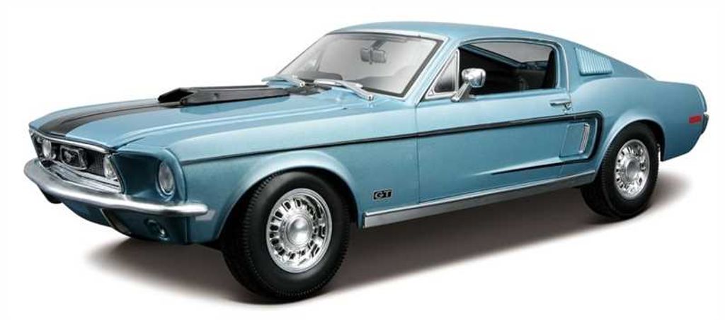 Maisto 31167B Ford Mustang GT Cobra Jet Fastback 1968 blu Immagine del prodotto 