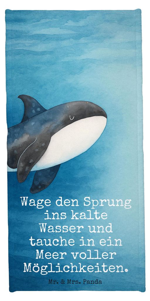 Mr. & Mrs. Panda Handtuch Orca Design - Weiß - Geschenk, Duschhandtuch, Meer, Büro, Badhandtuch, Neustart, Frotteetuch, Motivation, Strandtuch, O...