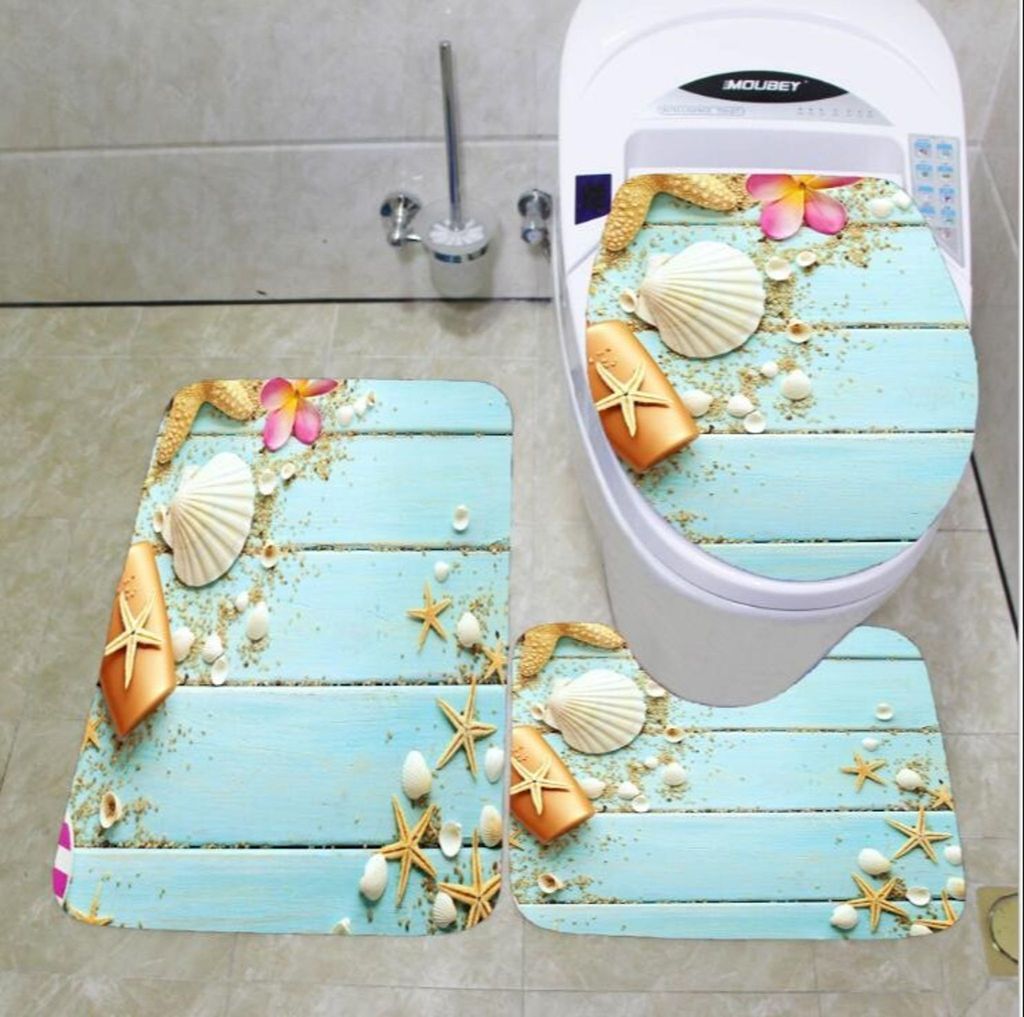 Mode Badgarnitur Badematten Set 3 teilig Badvorleger Badteppich WC Vorleger Badematte Duschvorleger