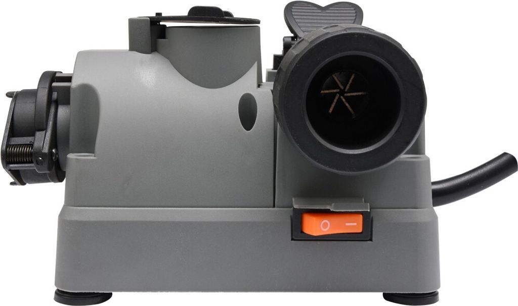 A close-up, side view of a multifunctional sharpening machine.