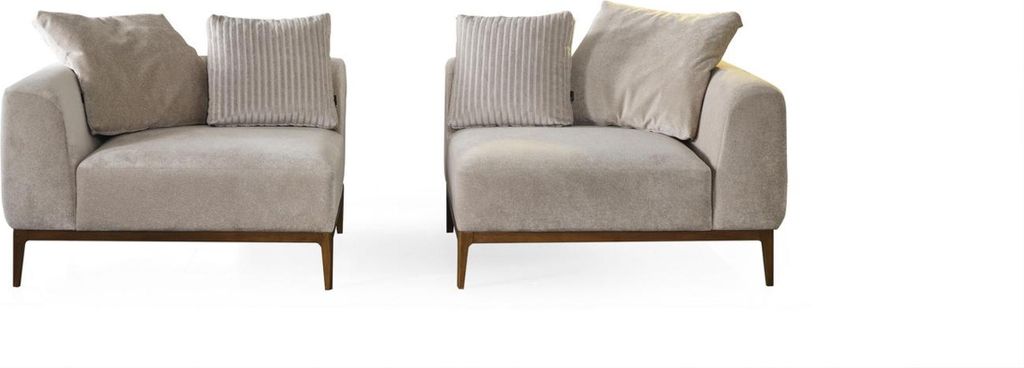 Sofagarnitur 3 Sitzer Sessel Dreisitzer Weiß Modern Stoff Polyester