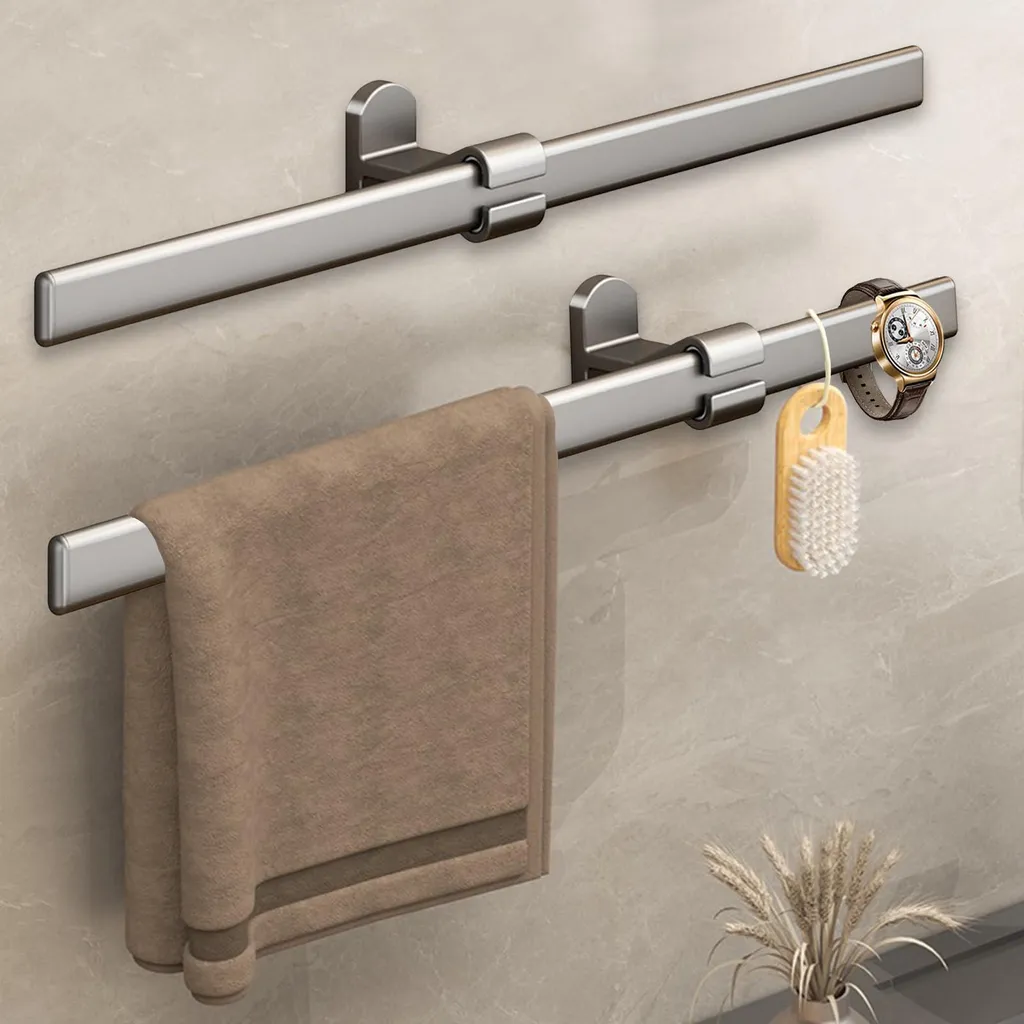 Porte-serviettes double 40 cm en acier inox mural sans perçage chromé