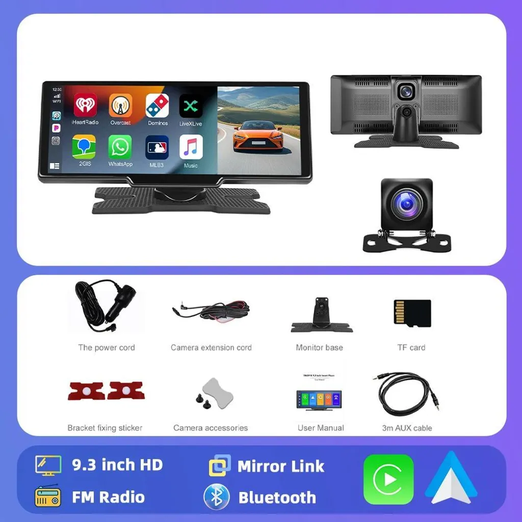 Autoradio Double DIN Écran 9.3" - CarPlay/Android Auto sans fil + Caméra