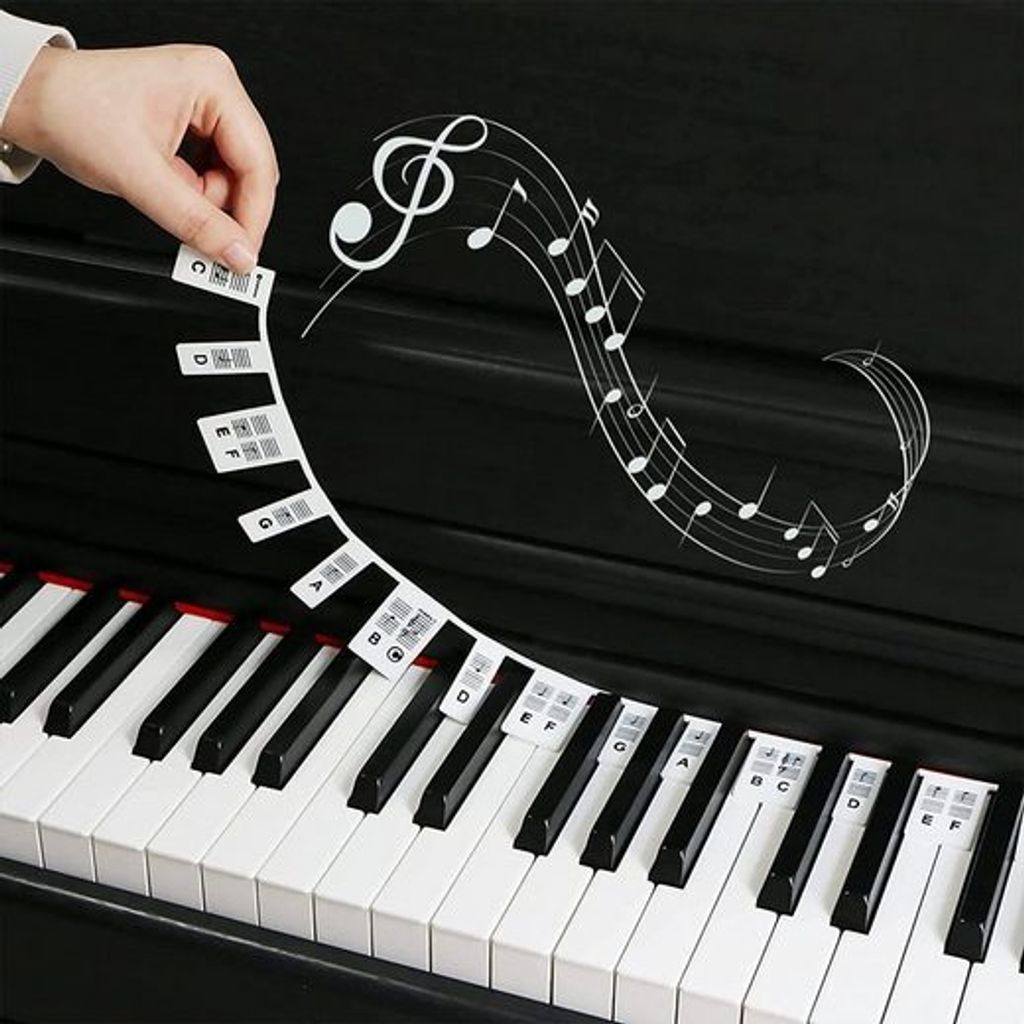 Aufkleber schwarz Kieselgel Entfernbar Klavier Keyboard für 61 Tasten Tastatur