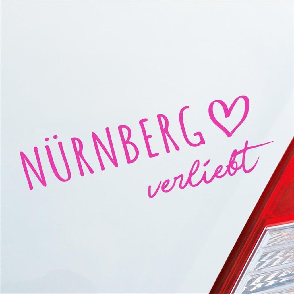 Auto Aufkleber Nürnberg verliebt Herz Stadt Heimat Liebe Car 19x7 cm Pink Sticker Heckscheibenaufkleber