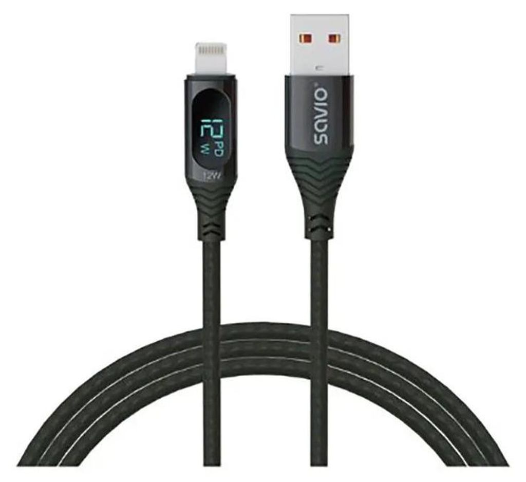 savio usb - Lightning-Kabel mit Display, cl-173, 1 m, schwarz