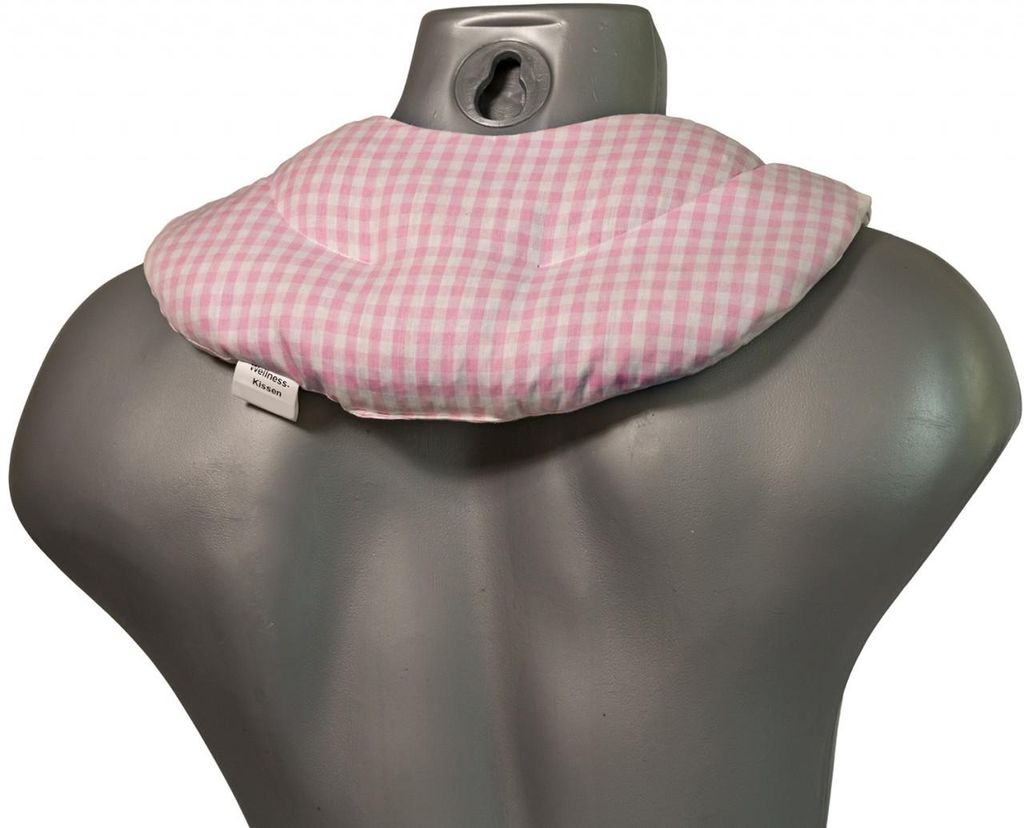 Bio-Nackenhörnchen mit Kammern Bio Füllung & Bio Stoff rosa-weiß - Nackenkissen - Körnerkissen - Wärmekissen