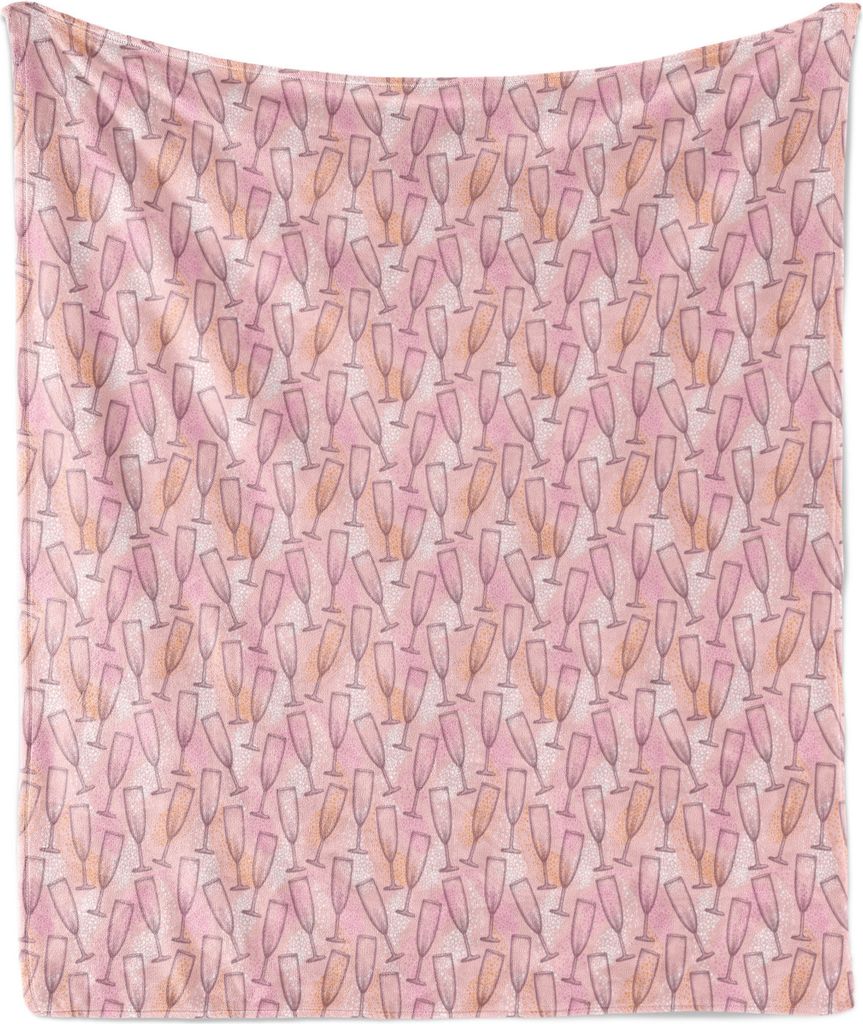 ABAKUHAUS Champagner Weich Flanell Fleece Decke, Gepunkteten Hintergrund mit Champagner-Gläser Getränke Cocktail-Party, 175 x 230 cm, Pale Pink E...