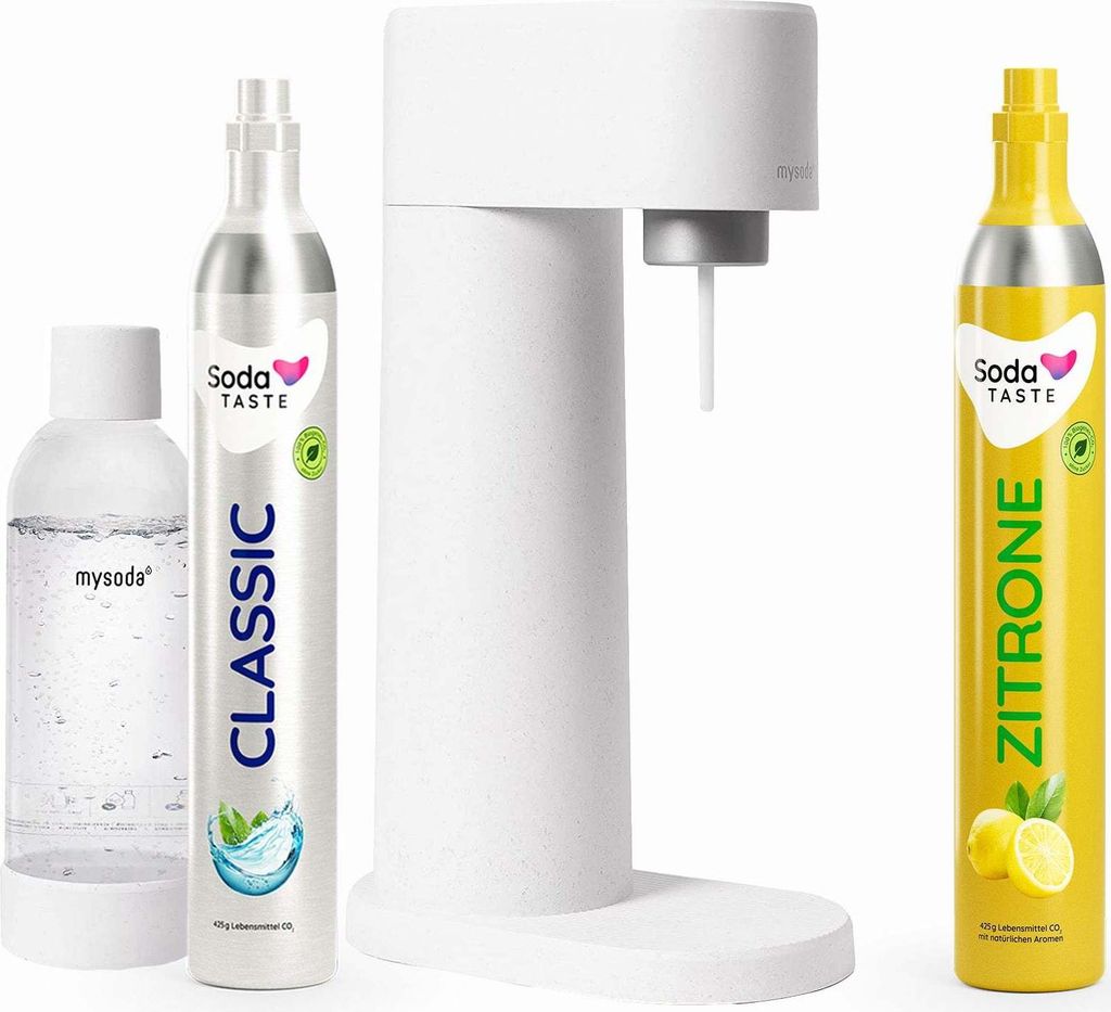 Sparangebot: Woody Wassersprudler (Weiß) + CO2-Zylinder Zitrone