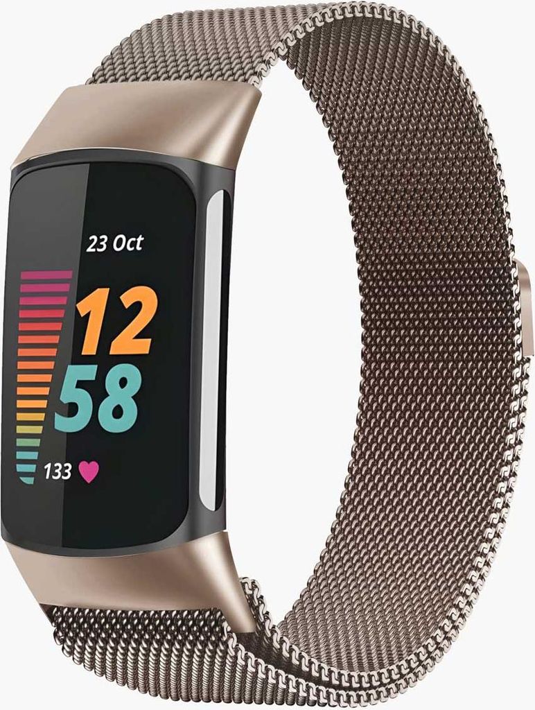 imoshion Magnetisches Milanaise Armband für das Fitbit Charge 5 - Größe M - Champagne