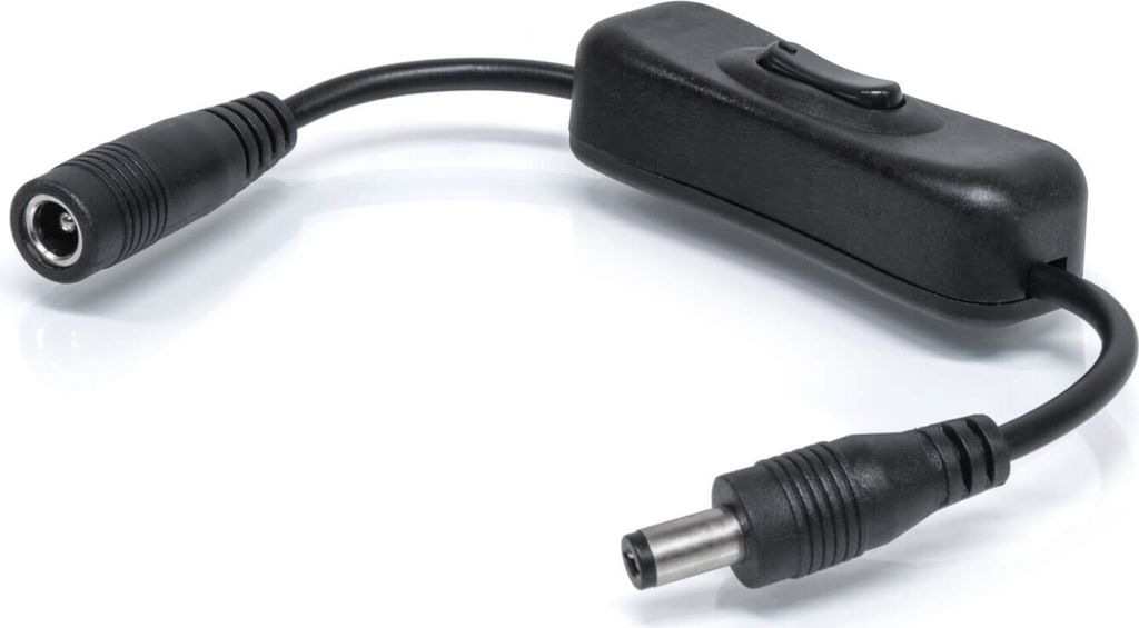 Schnurschalter an 2 pol Gleichstrom-Erweiterungskabel mit DC Buchse DC Stecker 20cm schwarz