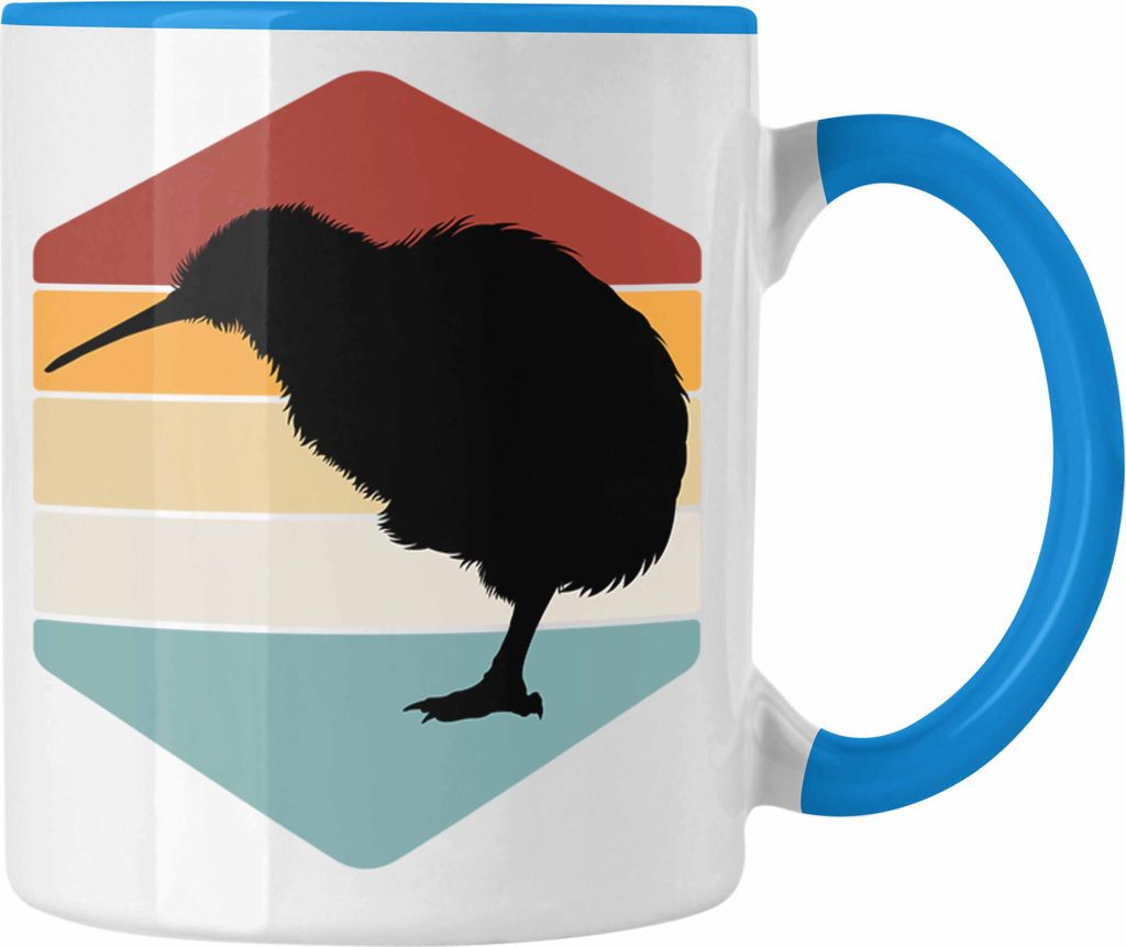 Trendation - Neuseeland Kiwi Tier Tasse Geschenk Auslandsjahr Newzeeland Geschenkidee Grafik (Blau)