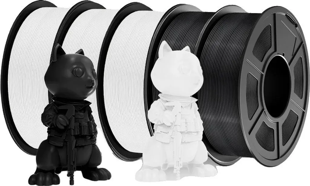 filamento per stampante 3D, materiale ABS resistente, tolleranza di alta precisione, ABS 2BK 3WT