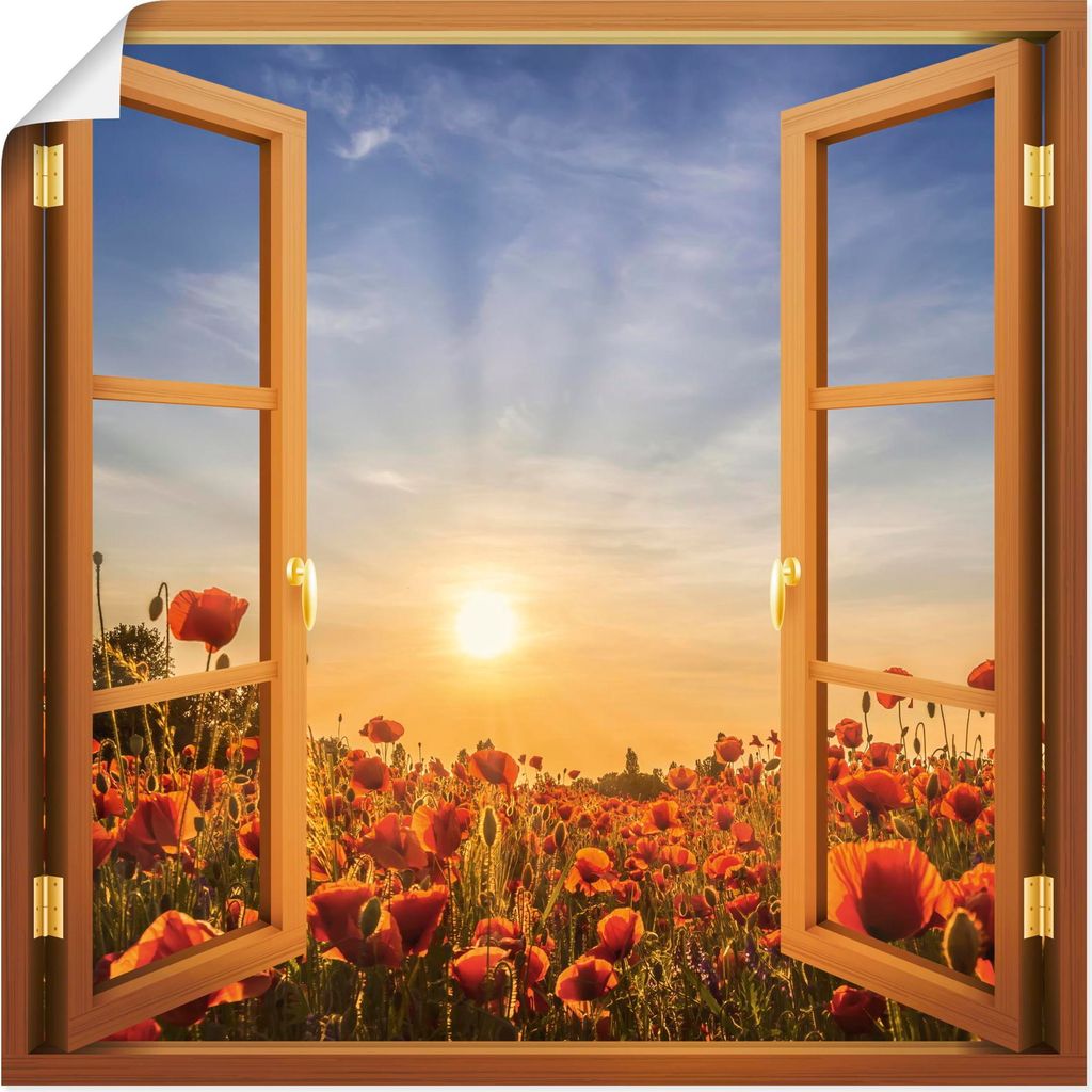 ARTland Poster Untergehende Sonne im Mohnblumenfeld Größe: 40x40 cm