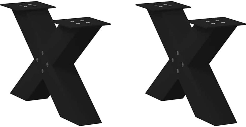 "im Angebot" Couchtischbeine X-Form 2 Stk. Schwarz 60x(30-31) cm Stahl - Tischbeine CC18013